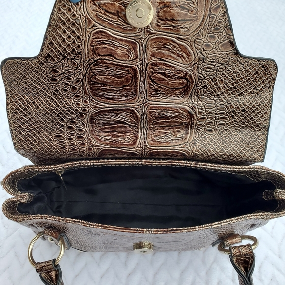 GUESS Portocall Mini Brown Alligator Embossed Baguette Handbag - Picture 7 of 16